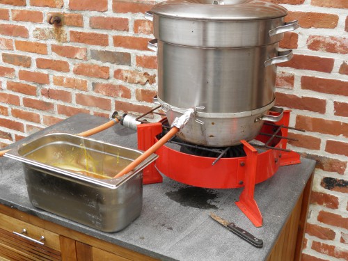 stoomwassmelter, gasbek